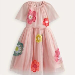 Mini Boden Summer Tulle Appliqué Dress in Provence Dusty Pink 2-3Y